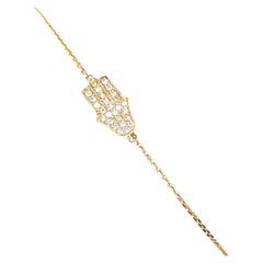 Hamza Armband aus 14 Karat Gelbgold mit 0,14 Karat Diamanten