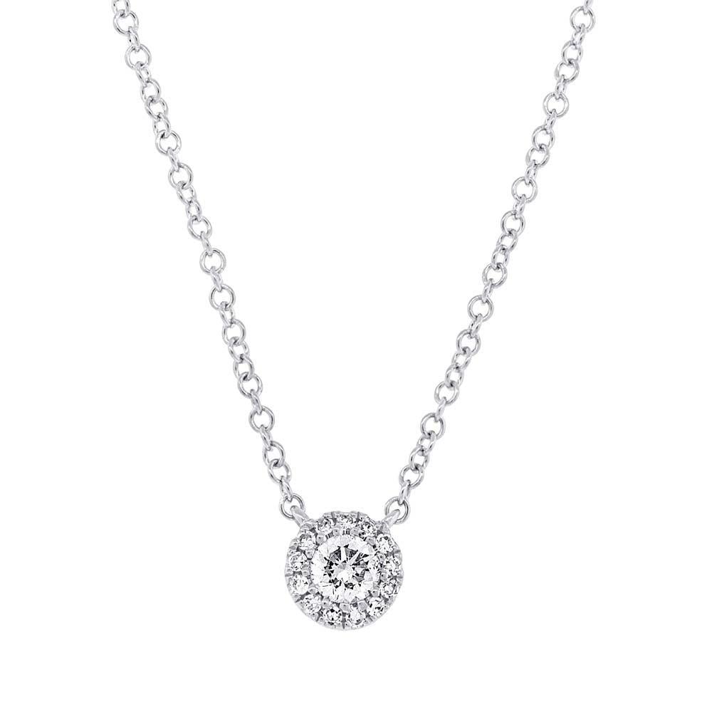 0.14ct Round Brilliant Cut Diamond Halo Pendant in 14k White Gold