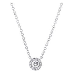 0.14ct Round Brilliant Cut Diamond Halo Pendant in 14k White Gold