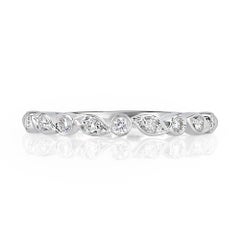0.14ct Round Brilliant Cut Diamond Wedding Band in 14k White Gold