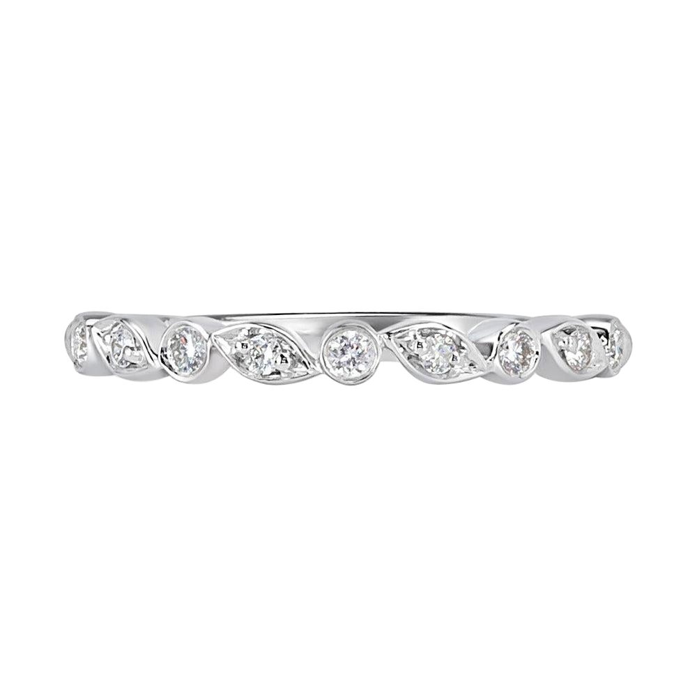 0.14ct Round Brilliant Cut Diamond Wedding Band in 14k White Gold