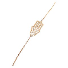 Pulsera Hamza de Diamantes Brillantes Redondos de 0,14 ct en Oro Rosa de 14 ct