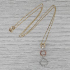 Halskette mit 3-Ring-Anhänger mit Diamanten (0,14 ct insgesamt), 14-karätiges dreifarbiges Gold, 20-Zoll-Kabelkette