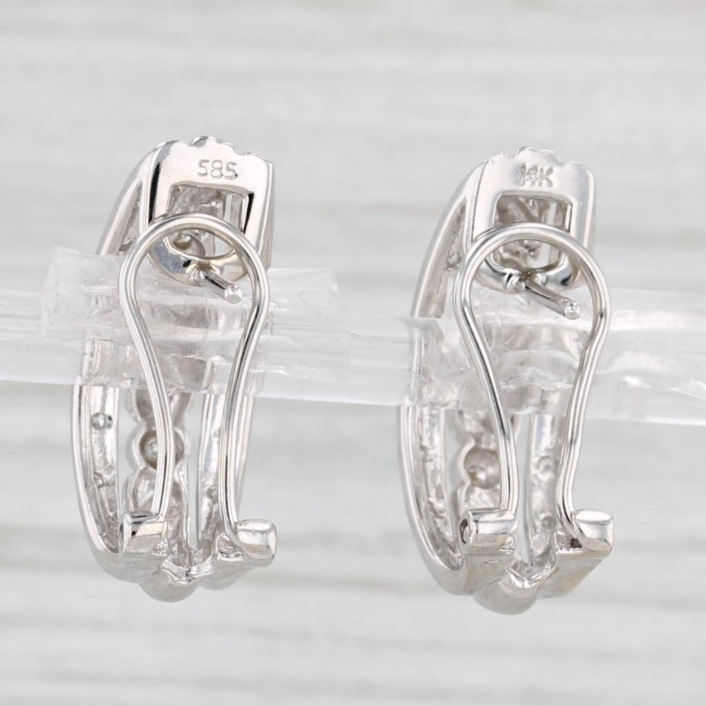 Single Cut 0.14ctw Diamond J-Hook Earrings 14k White Gold Omega Backs