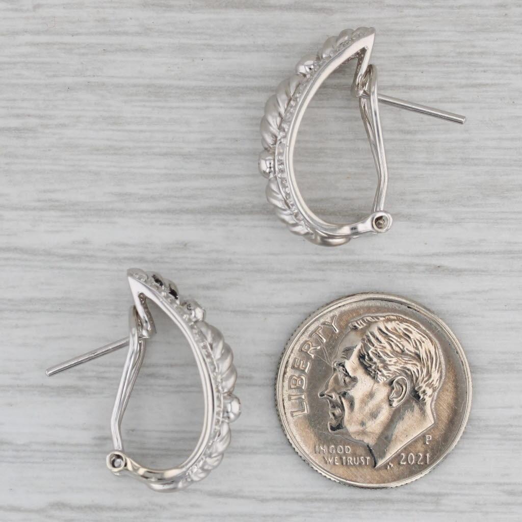 0.14ctw Diamond J-Hook Earrings 14k White Gold Omega Backs 1