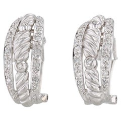 0.14ctw Diamond J-Hook Earrings 14k White Gold Omega Backs