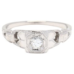0.14ctw Retro Diamond Ring, 18k White Gold, Ring Size 5, Engagement Ring