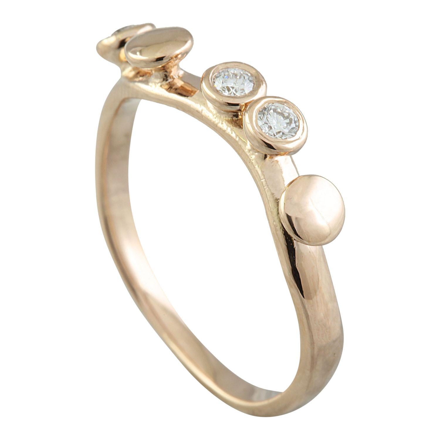 0.15 Carat 14 Karat Solid Rose Gold Diamond Ring In New Condition For Sale In Manhattan Beach, CA