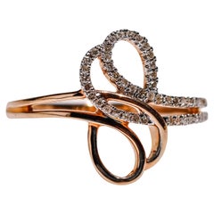 0.15 Carat Diamond 14 Karat Rose Gold Knot Ring Christmas Gift in Stock