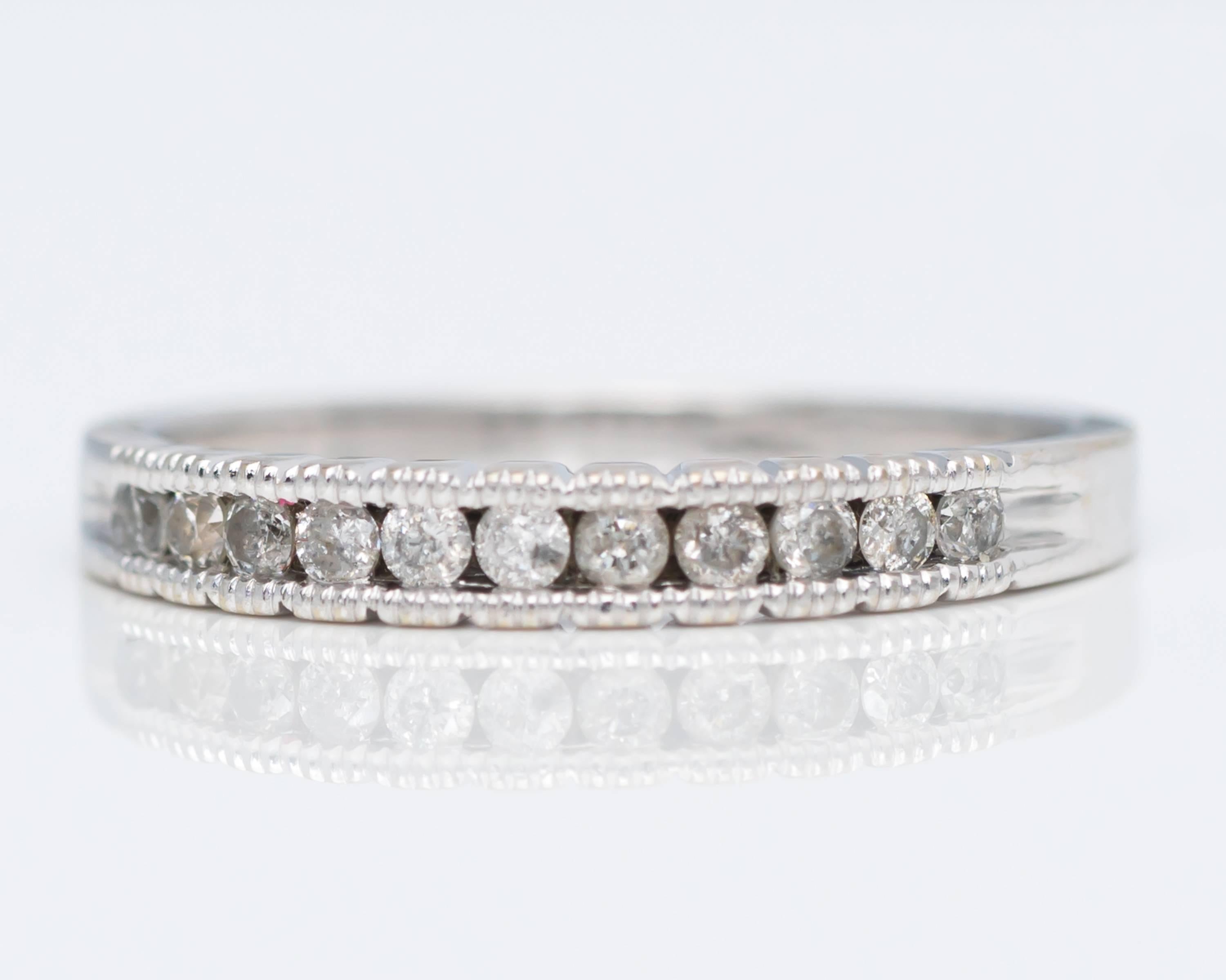 Modern 0.15 Carat Diamond and 14 Karat White Gold Eternity Band Ring