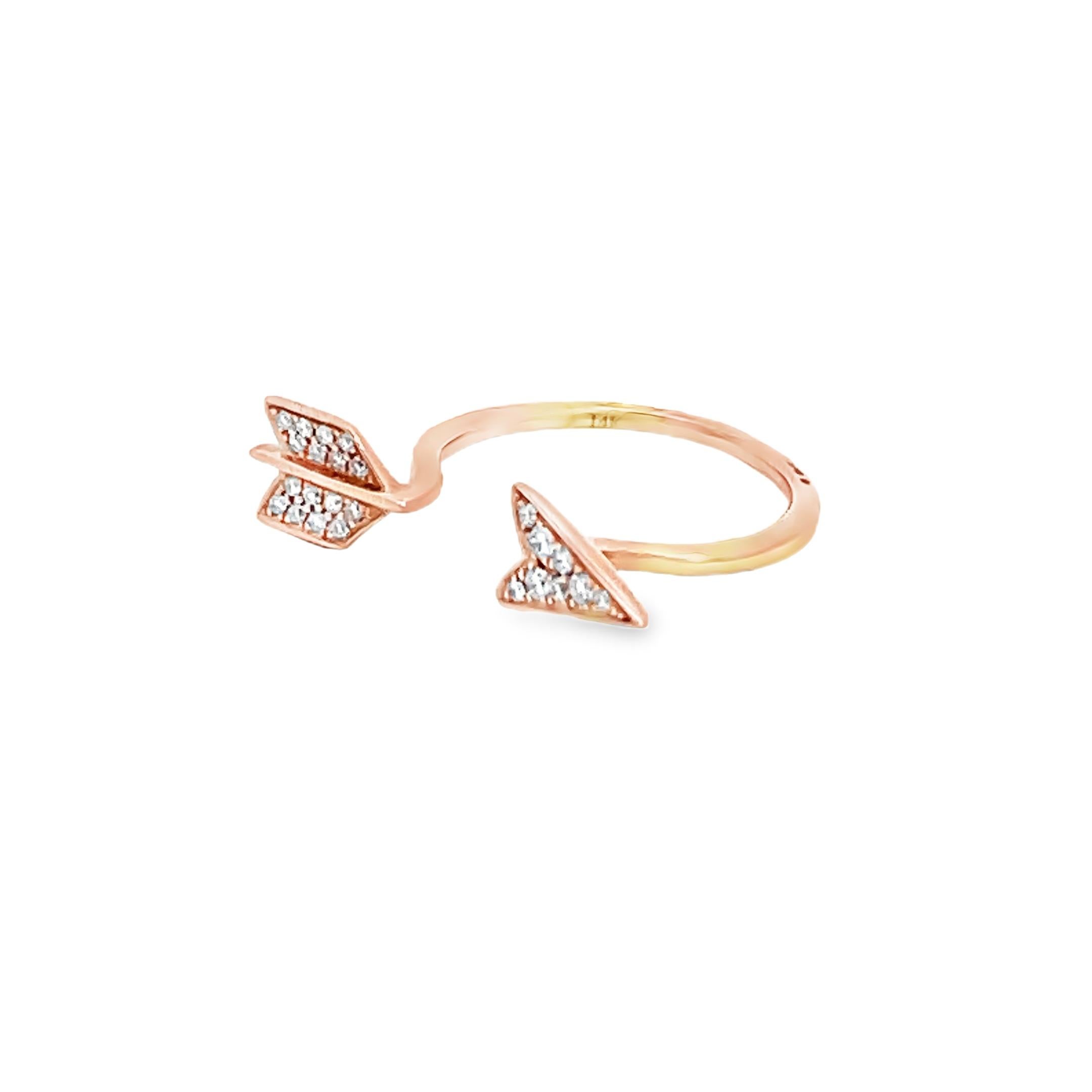 da uomo o donna Anello di moda in oro rosa con diamante Arrow da 0,15 carati in vendita
