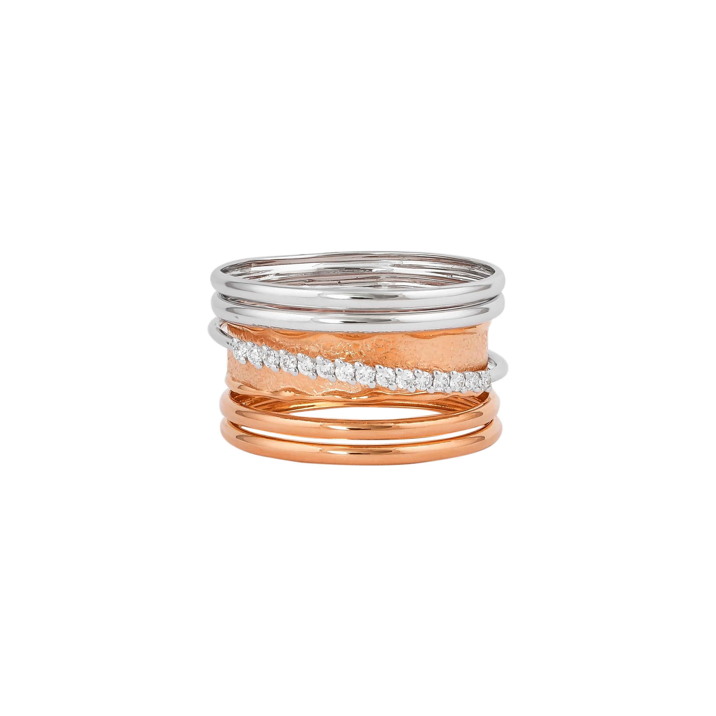 Round Cut 0.15 Carat Diamond Ring in 18 Karat White & Rose Gold For Sale
