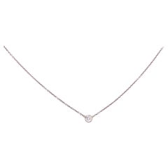 0.15 Carat Diamond Solitaire Bezel Necklace 14 Karat White Gold Cable Chain