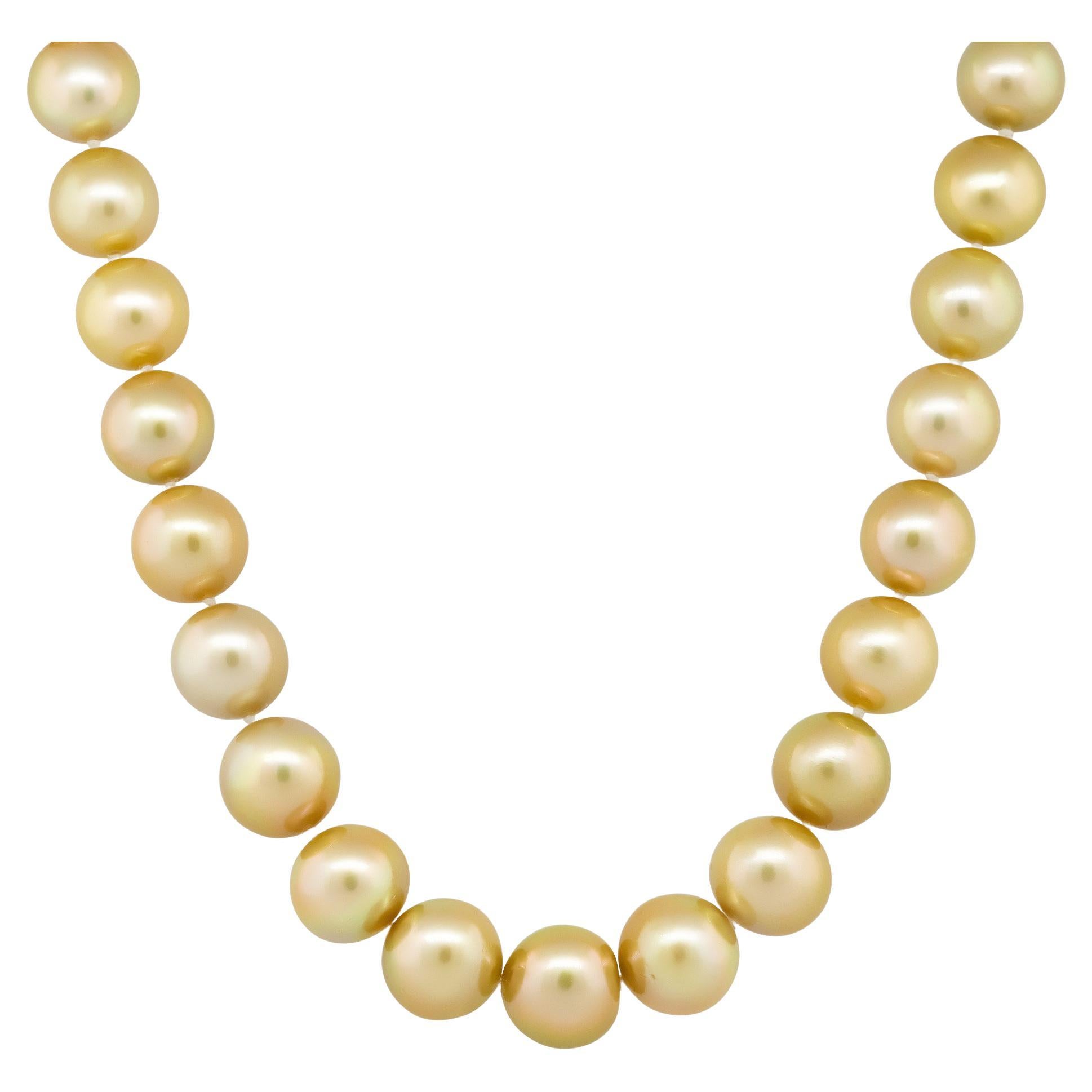 0.15 Carat Diamond South Sea Pearl Necklace 18 Karat in Stock