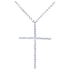 0.15 Carat Diamonds Cross Necklace in 14K White Gold