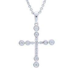 0,15 Karat Diamanten in 14K Weißgold Kreuz-Anhänger