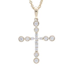 0.15 Carat Diamonds in 14K Yellow Gold Cross Pendant