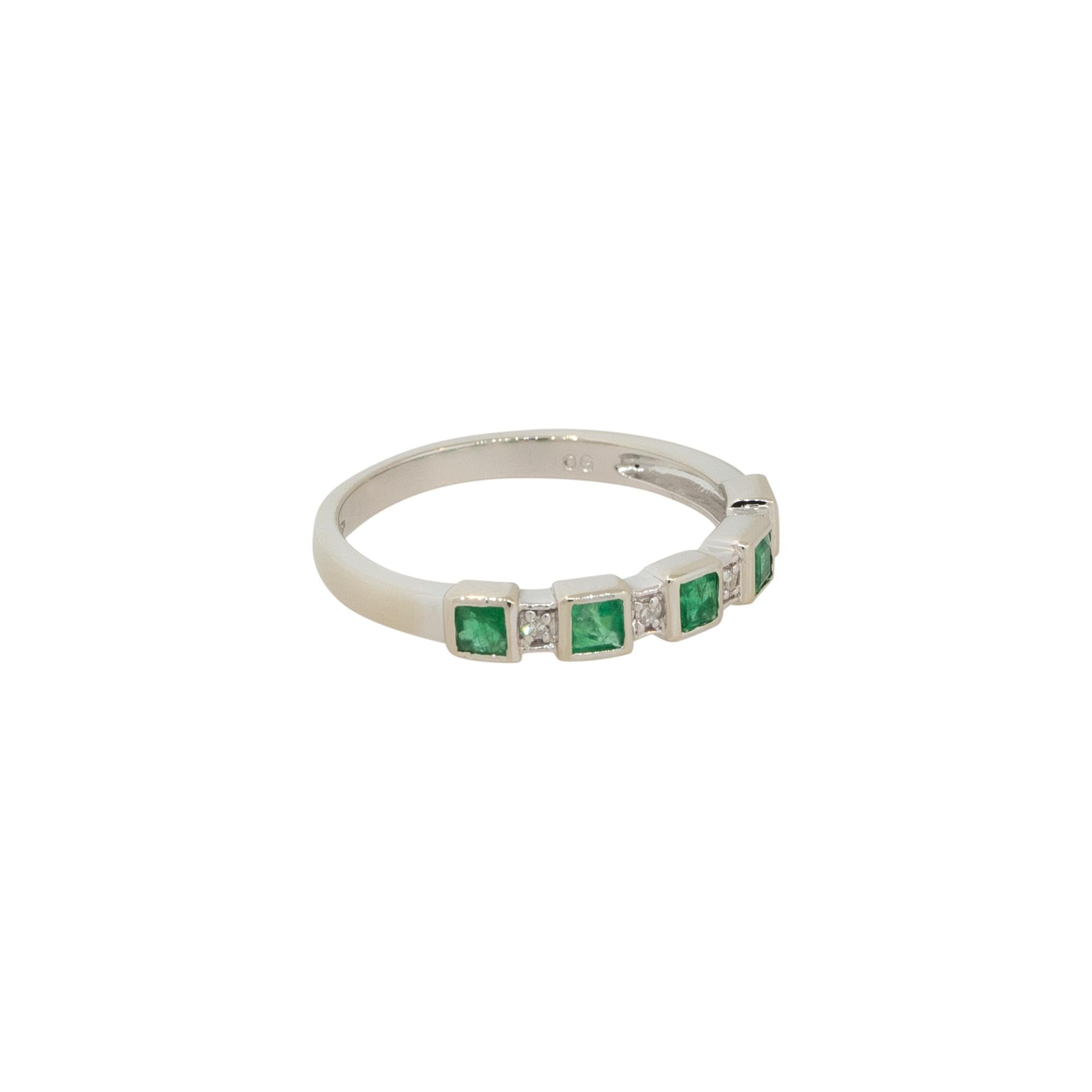 Material: 14k White Gold
Diamond Details: Approx. 0.04ctw of Round Diamonds. Diamonds are G/H in color and VS/SI in clarity
Gemstone Details: Approx. 0.15ctw of Square Emeralds
Weight: 1.3dwt
Additional Details: This item comes with a presentation