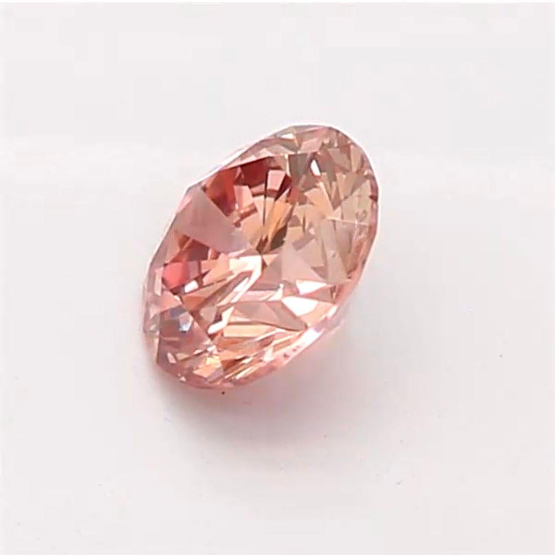 0.15 Carat Fancy Orangy Pink Round Shaped Diamond SI2 Clarity CGL Certified For Sale 5