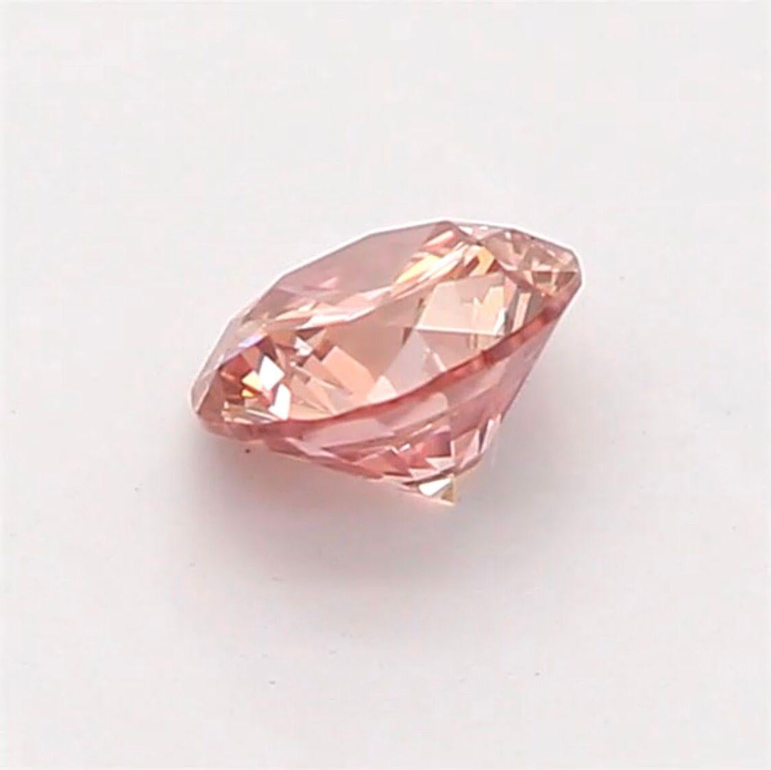 0.15 Carat Fancy Orangy Pink Round Shaped Diamond SI2 Clarity CGL Certified For Sale 1