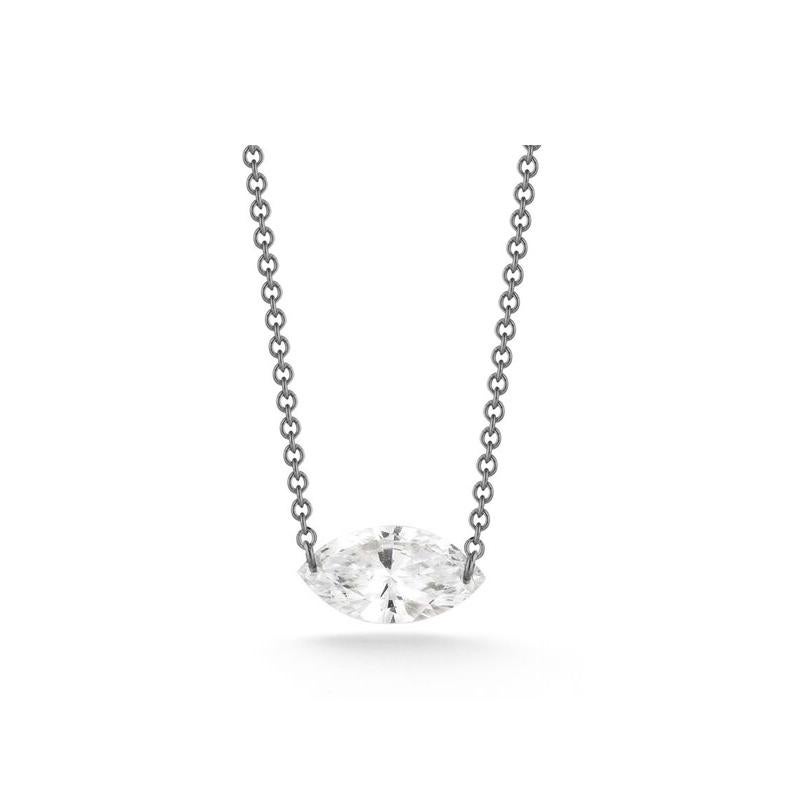 0.15 Carat Marquise Diamond Necklace in 14 Karat White Gold In New Condition In Chicago, IL