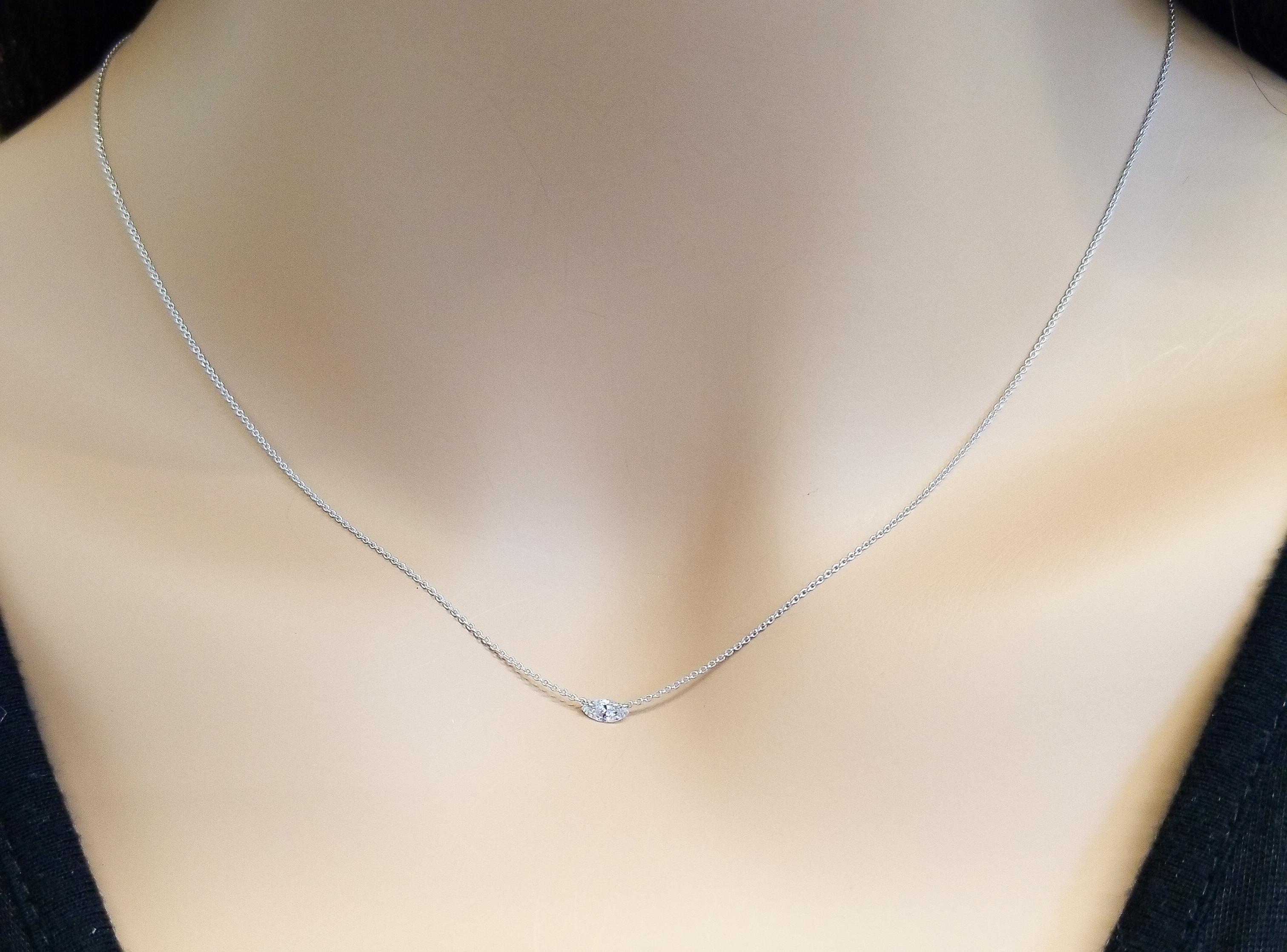 0.15 Carat Marquise Diamond Necklace in 14 Karat White Gold 1
