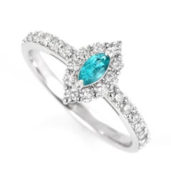 0.15 Carat Natural Brazilian Paraiba Tourmaline and Diamond Made in Platinum