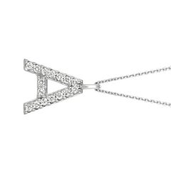 0.15 Carat Natural Diamond A Initial Necklace 14 Karat White Gold G SI Chain