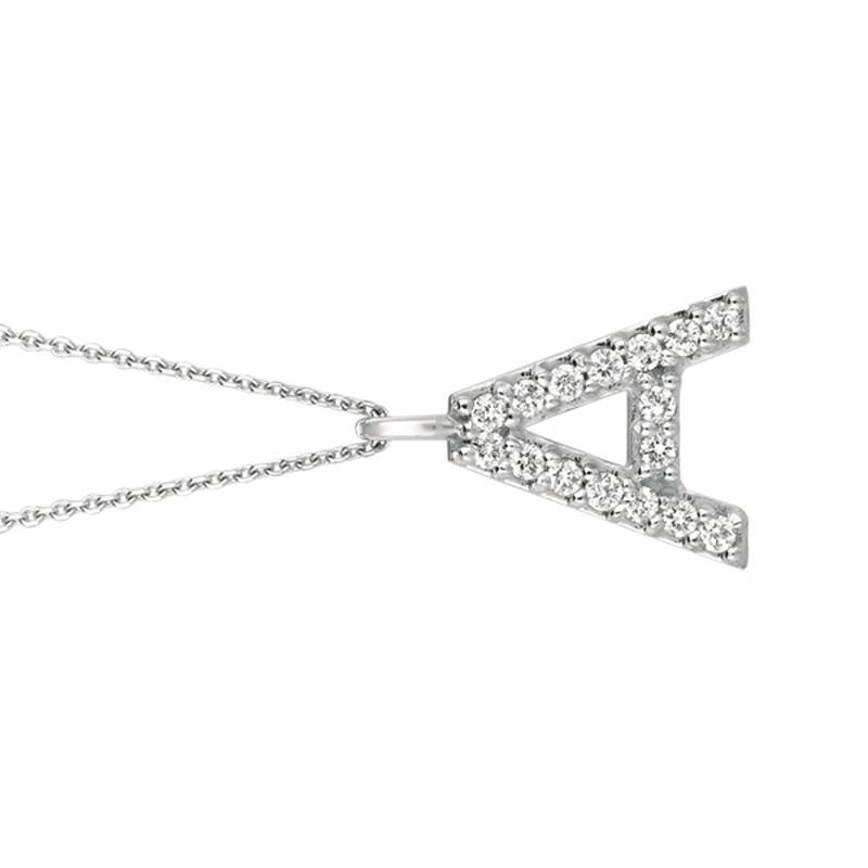 Contemporary 0.15 Carat Natural Diamond A Initial Necklace 14 Karat White Gold G SI Chain For Sale