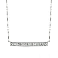 0.15 Quilates Collar de Diamantes Naturales en Barra Colgante Oro Blanco 14K