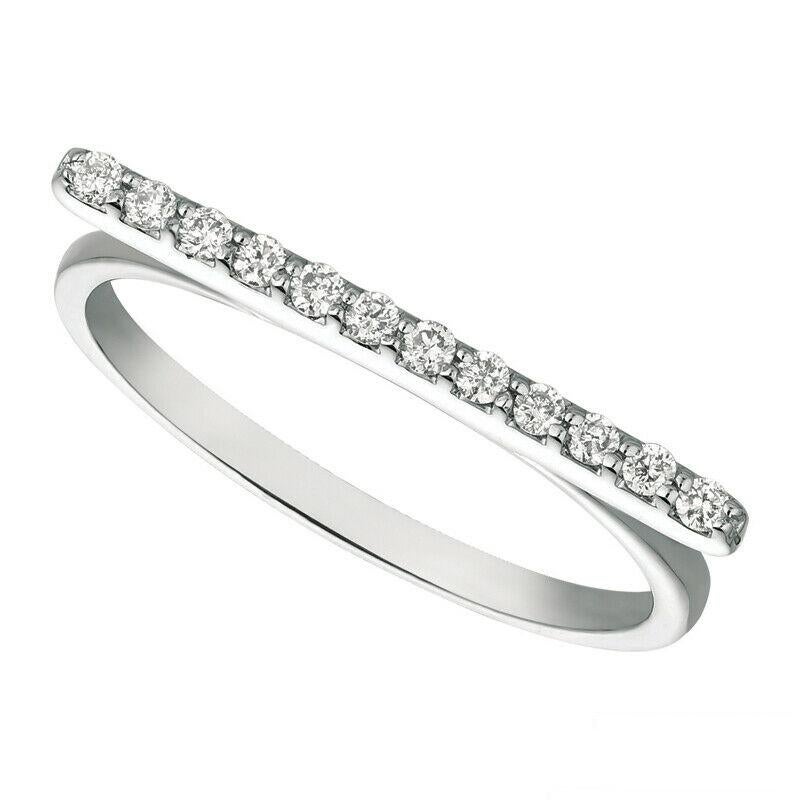For Sale:  0.15 Carat Natural Diamond Bar Ring Band G SI 14K White Gold 2