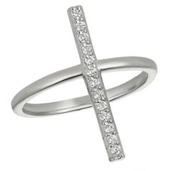 0.15 Carat Natural Diamond Bar Ring G SI 14K White Gold