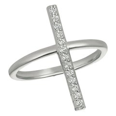 Bague à barre en or blanc 14 carats avec diamants naturels de 0,15 carat G SI