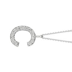 0.15 Carat Natural Diamond C Initial Necklace 14 Karat White Gold G SI Chain