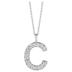 0.15 Carat Natural Diamond C Initial Necklace 14 Karat White Gold G SI Chain