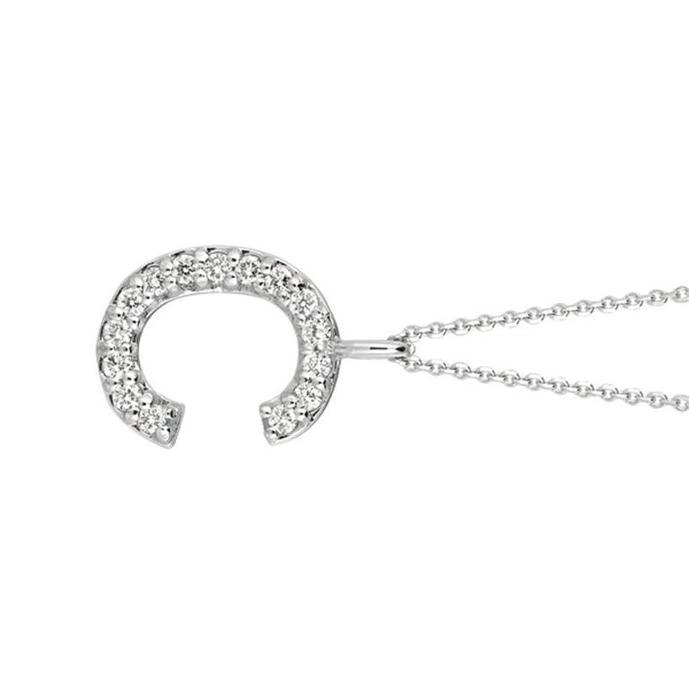 0.15 Carat Natural Diamond C Initial Necklace 14 Karat White Gold G SI Chain For Sale at 1stDibs