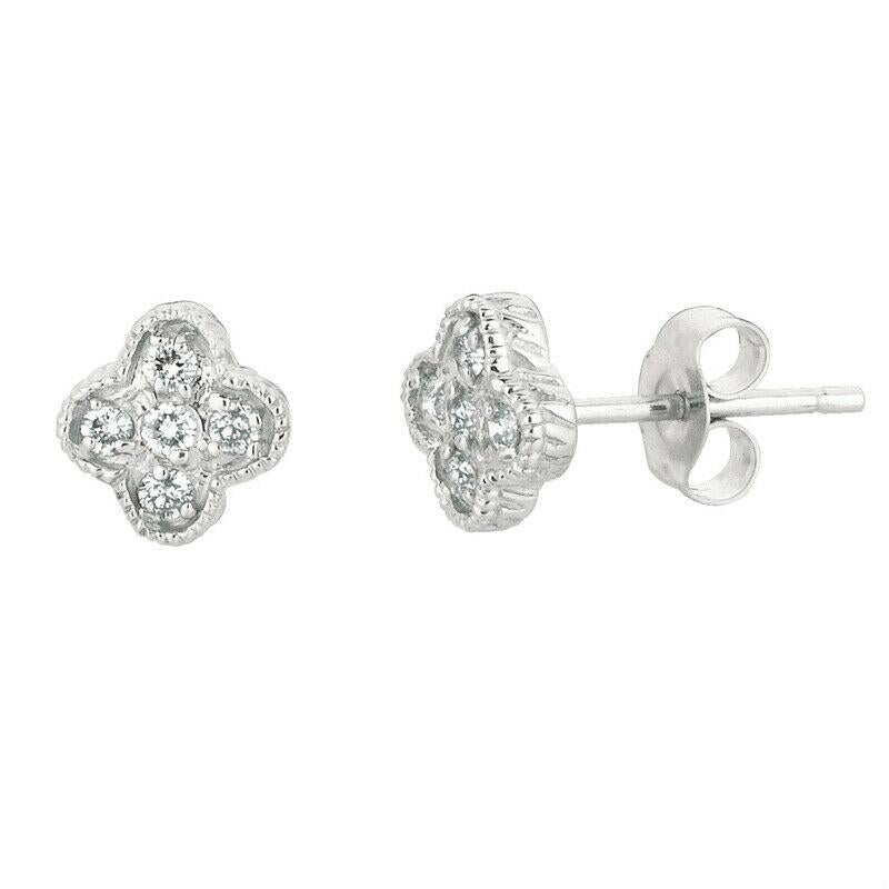 Contemporary 0.15 Carat Natural Diamond Earrings G SI 14K White Gold For Sale