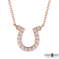 0.15 Carat Natural Diamond Horseshoe Necklace Pendant 14 Karat White Gold G SI