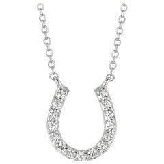 Collier pendentif fer à cheval en or blanc 14 carats avec diamants naturels 0,15 carat G SI