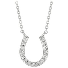 0,15 Quilates de Diamante Natural Colgante Collar Herradura 14 Kilates Oro Blanco G SI