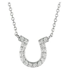 Collier pendentif fer à cheval en or blanc 14 carats avec diamants naturels 0,15 carat G SI