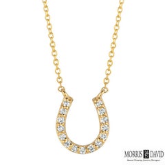 0.15 Carat Natural Diamond Horseshoe Necklace Pendant 14 Karat White Gold G SI