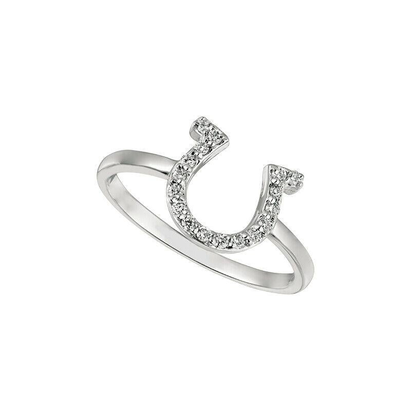 For Sale:  0.15 Carat Natural Diamond Horseshoe Ring Band G SI 14K White Gold 2