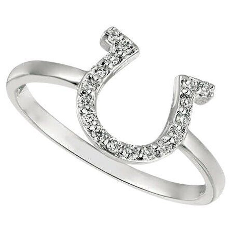 Customizable 0.15 Carat Natural Diamond Horseshoe Ring Band G SI 14K ...