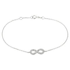 Bracelet infini en or blanc 14 carats avec diamants naturels de 0,15 carat