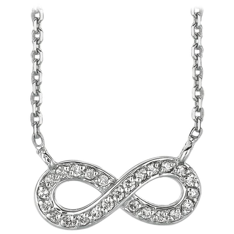 0.15 Carat Natural Diamond Infinity Necklace 14 Karat White Gold G SI For Sale