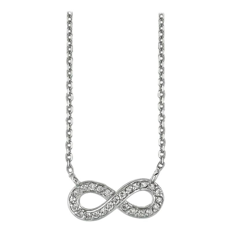 0.15 Carat Natural Diamond Infinity Necklace 14 Karat White Gold G SI For Sale