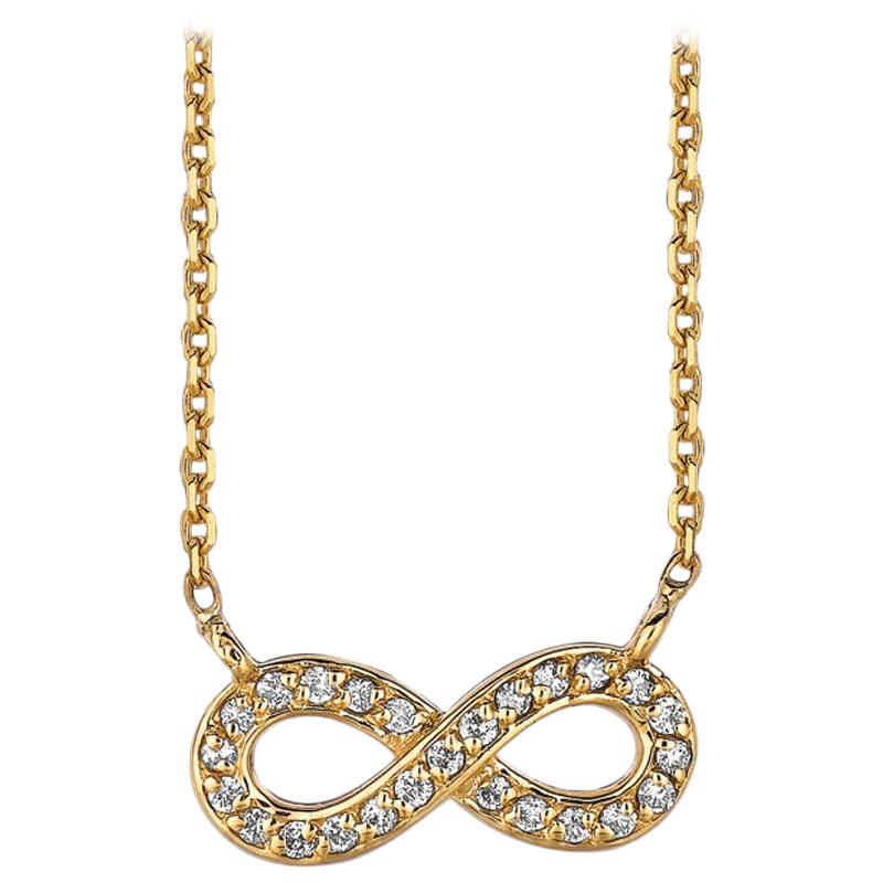 0.15 Carat Natural Diamond Infinity Necklace 14 Karat Yellow Gold G SI For Sale