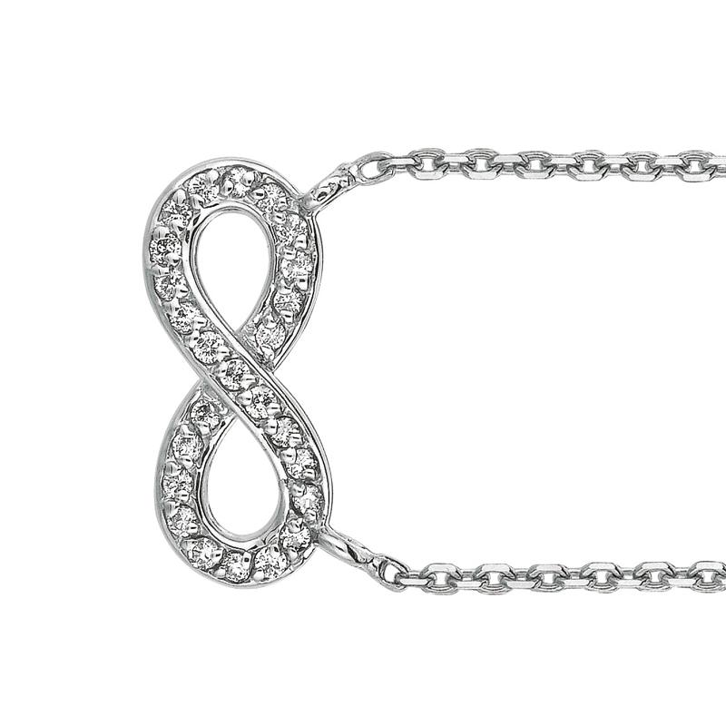 0.15 Carat Natural Diamond Infinity Necklace 14K White Gold G SI 18 inches

100% Natural Diamonds, Not Enhanced in any way Round Cut Diamond Necklace
0.15CT
G-H
SI
14K White Gold 2.1 gram
1/4 inches in length, 9/16 inches in width
25