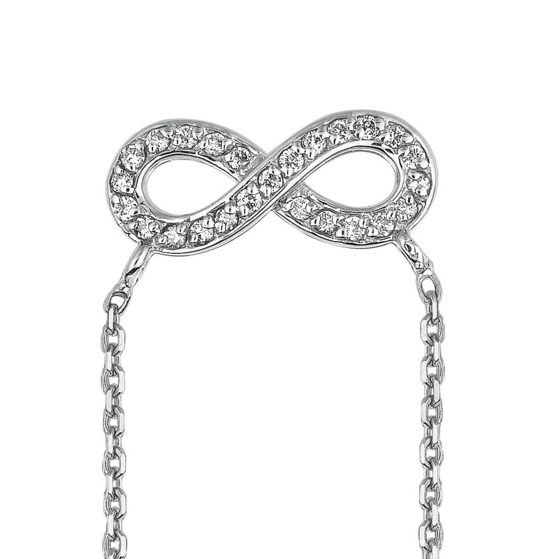 Contemporary 0.15 Carat Natural Diamond Infinity Necklace 14 Karat White Gold G SI For Sale